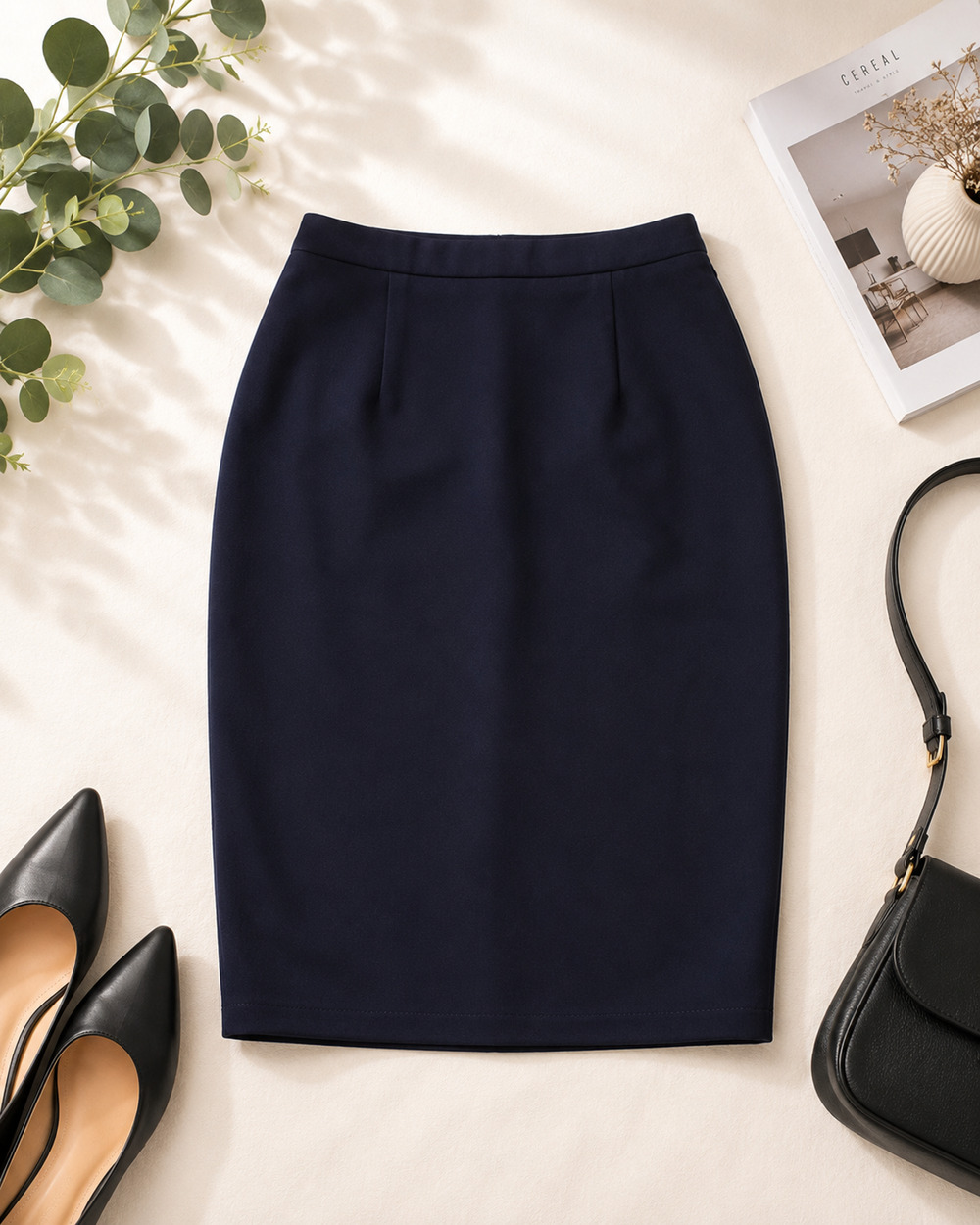 Jacqueline Ferrar Women's Navy Blue Pencil Skirt Career Office Size 12 Lined